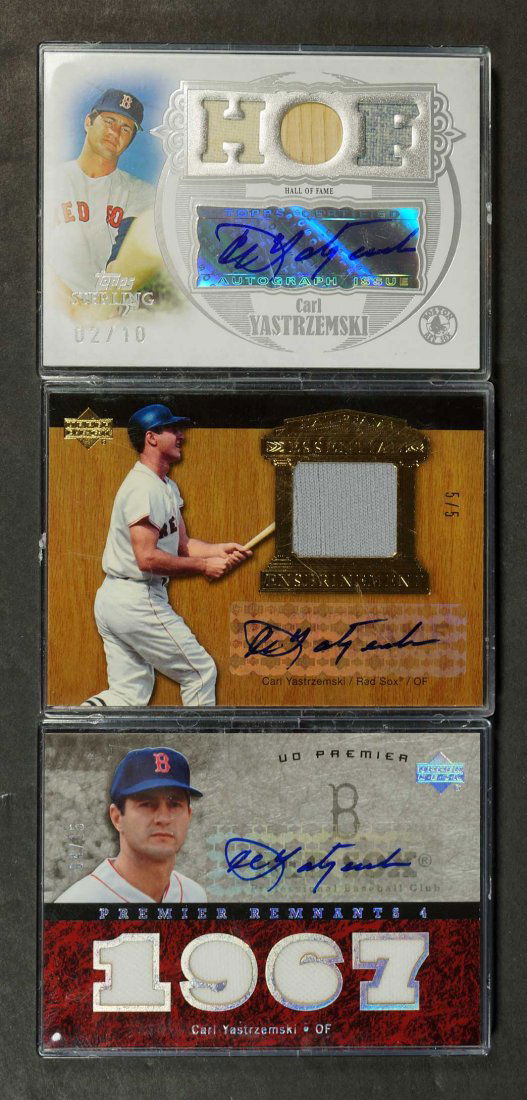 Carl Yastrzremski Game-Used, Autographed Cards (3) (1 of 1)