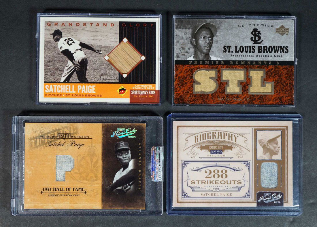 Satchel Paige Game-Used Relics BB Cards (4) (1 of 2)