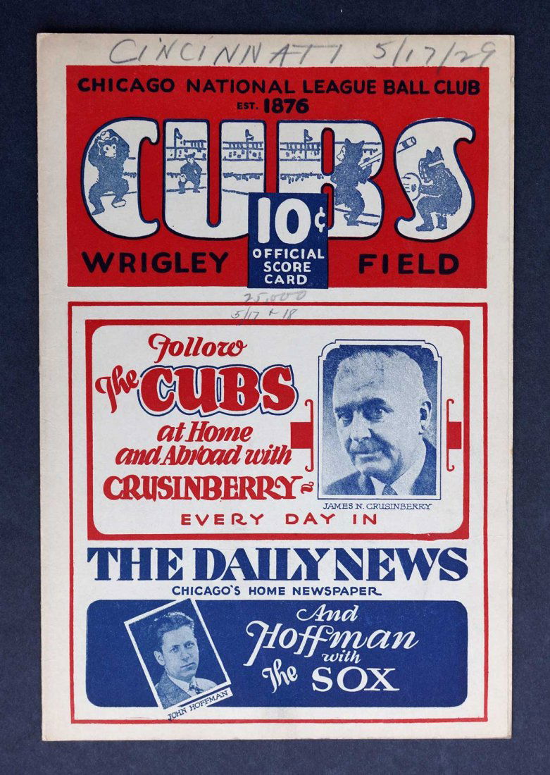 1929 Chicago Cubs Wrigley Field Program (1 of 1)