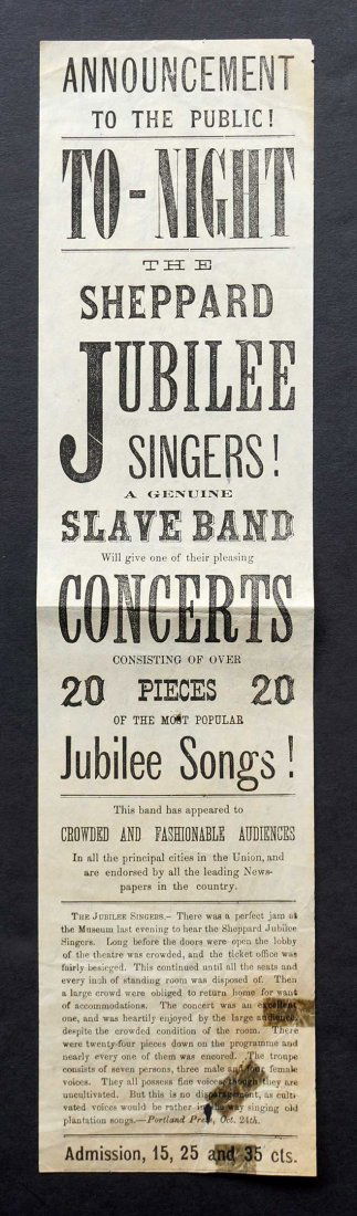 19th Century Broadside [Sheppard Jubilee Singers] (1 of 1)