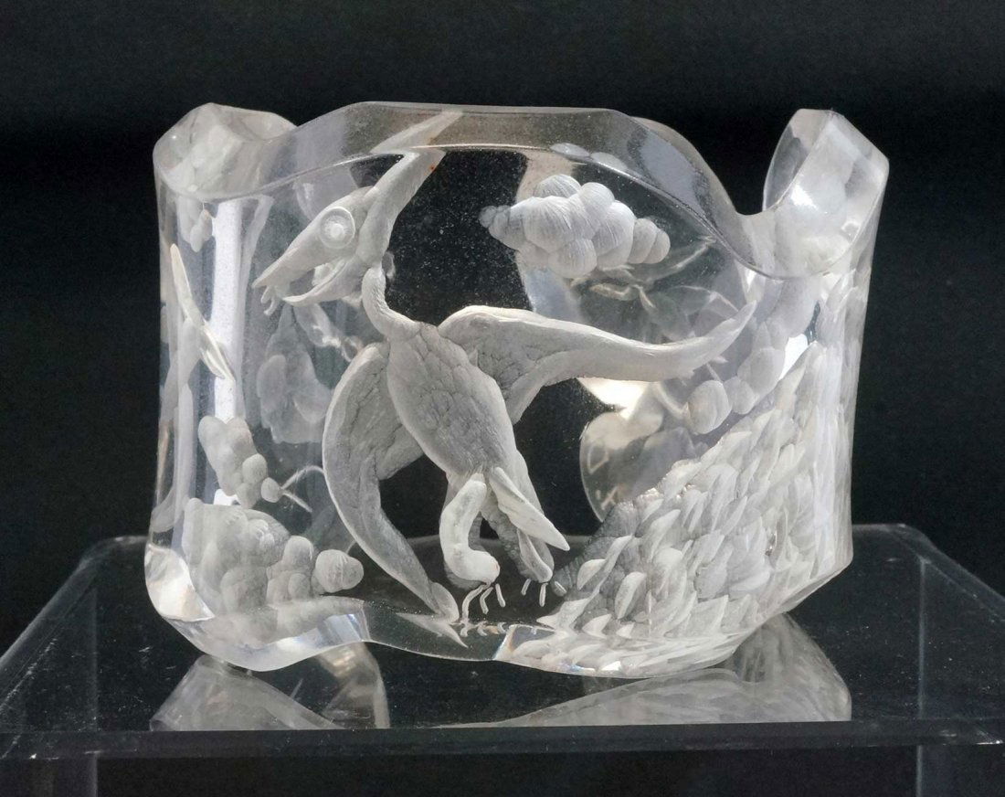 Joyce Francis Jones Carved Lucite Cuff Bracelet (1 of 4)