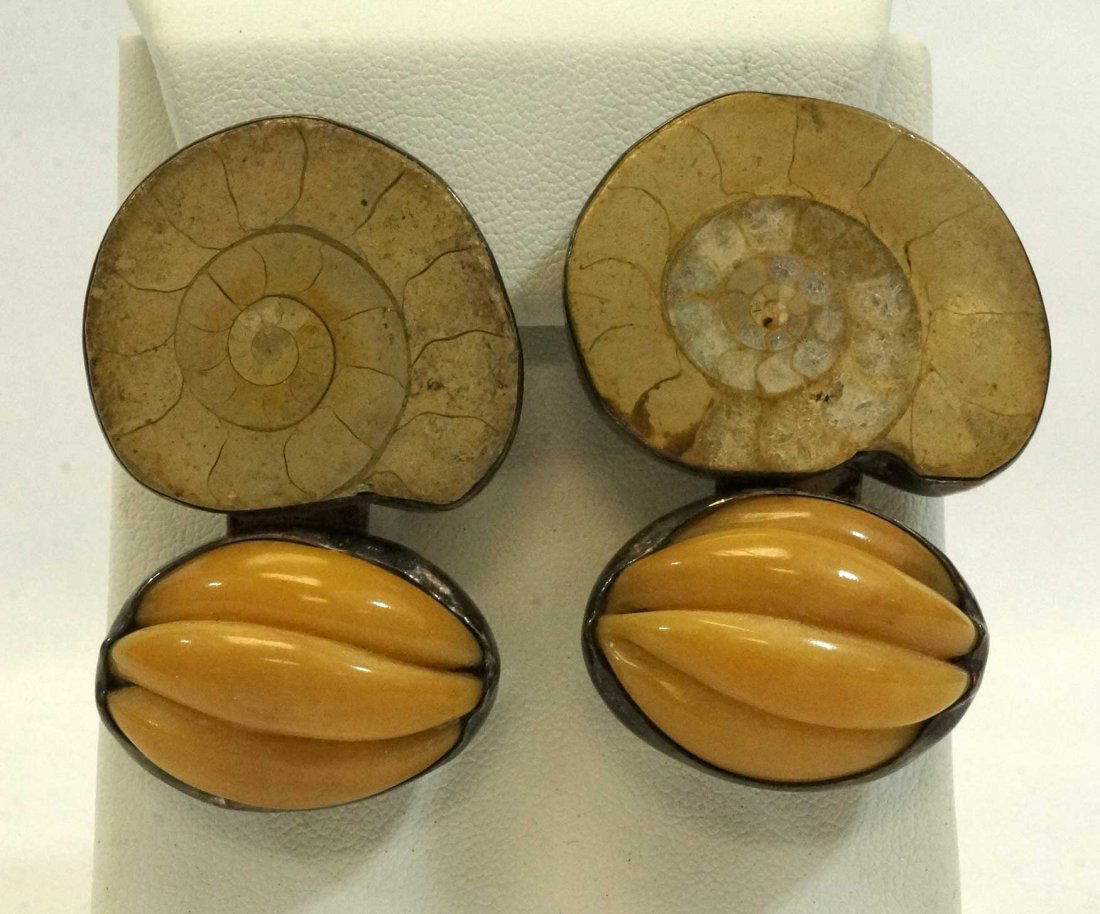 Rebecca Collins Signed Earrings Fossil (1 of 1)