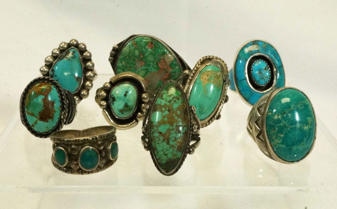 Nine Vintage Native American Southwest Rings (1 of 1)