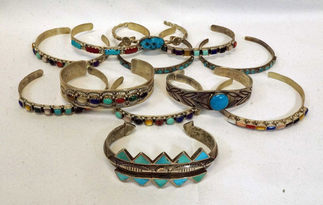 Twelve Southwest Native American Cuff Bracelets (1 of 3)