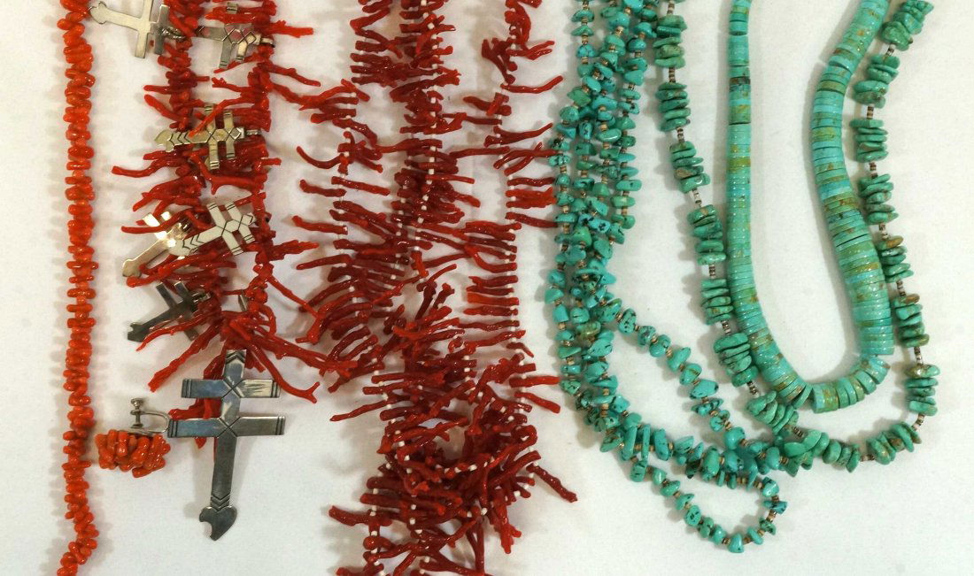 Group of Six Turquoise Coral Southwest Necklaces (1 of 2)