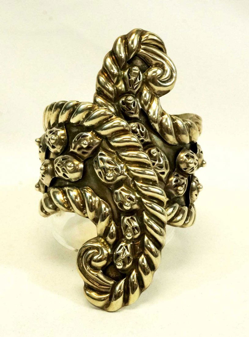 Vintage Taxco Mexico Sterling Clamper Bracelet CS (1 of 3)