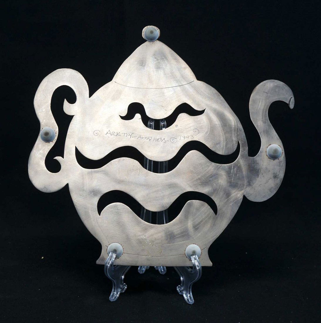 Amy Hess Signed Handmade Teapot Trivet, 1993 (1 of 2)