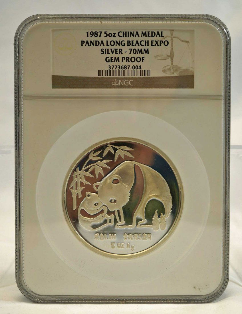 1987 5 oz. China Medal Panda .999 Fine Silver (1 of 2)