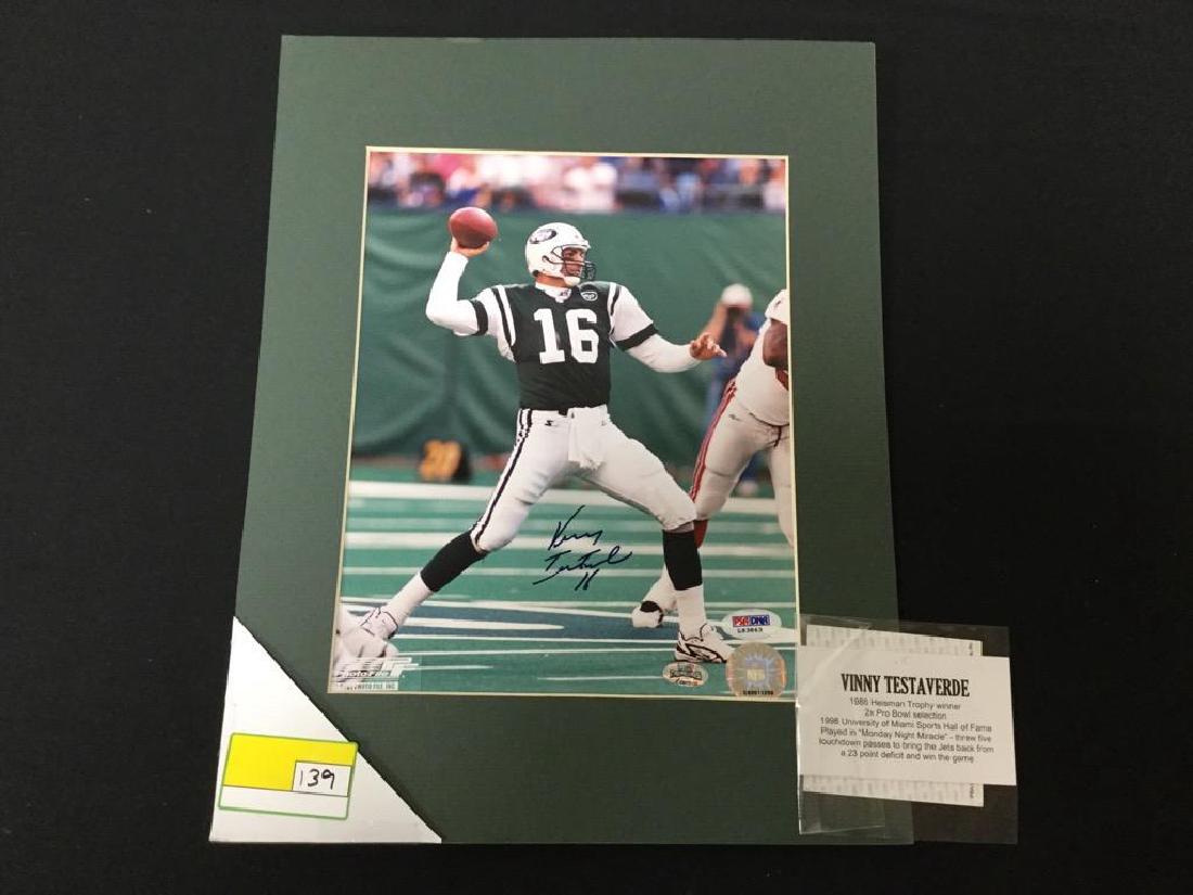 8x10 HAND SIGNED "VINNY TESTAVERDE" COA PSA/DAN L93863. (1 of 3)