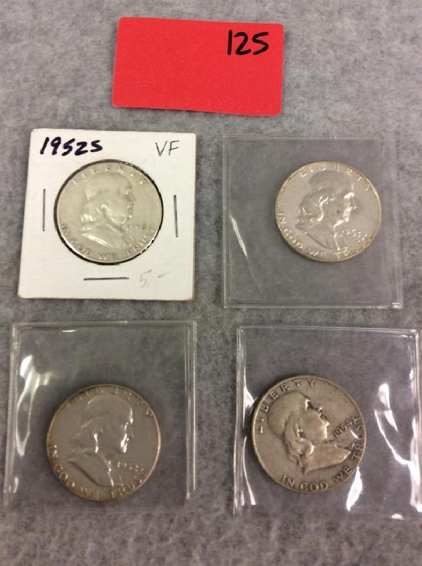 Lot of 4: 1952(2) 1954 1963 Silver Franklin Half Dollar (1 of 2)