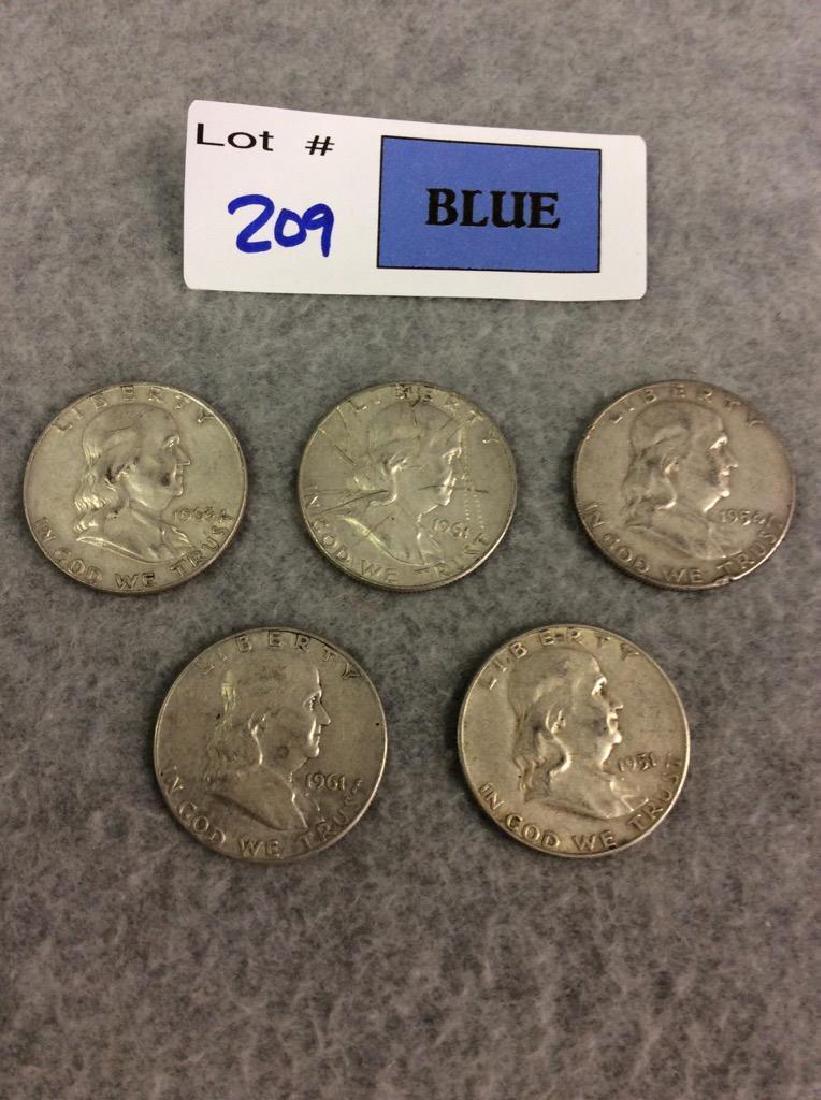 Lot of 5: 1951, 1954, 1961(2), 1963 Franklin Silver (1 of 2)