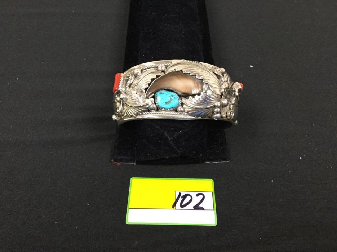 NATIVE AMERICAN NAVAJO STERLING SILVER TURQUOISE AND (1 of 4)