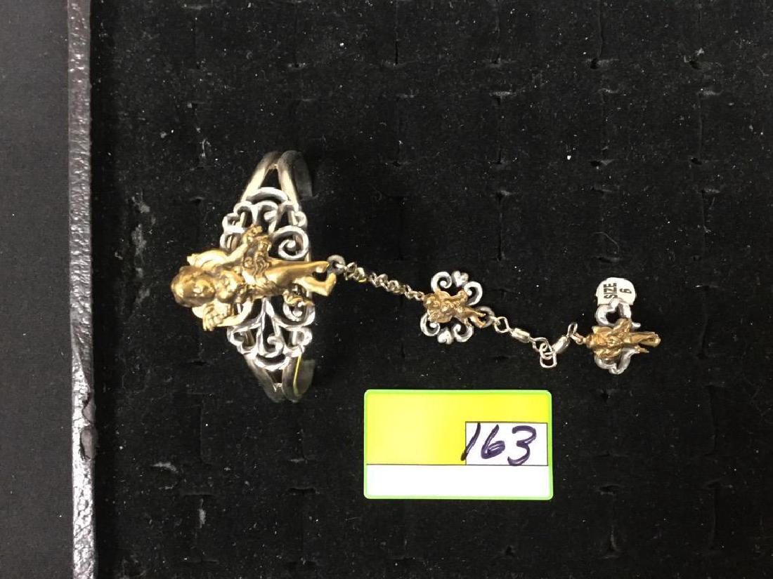 NATIVE AMERICAN HANDCRAFTED RHODIUM SLAVE CUFF. SIGNED (1 of 3)