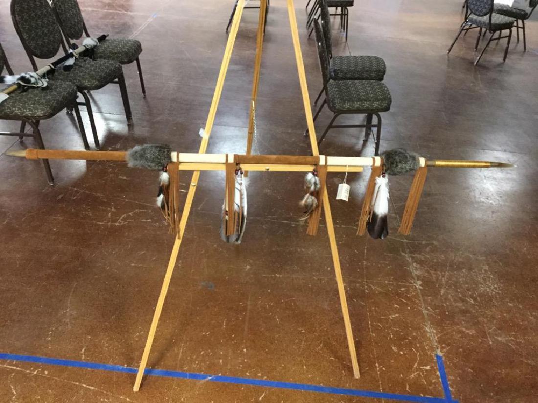 NATIVE AMERICAN HANDCRAFTED NAVAJO CEREMONIAL SPEAR. (1 of 10)
