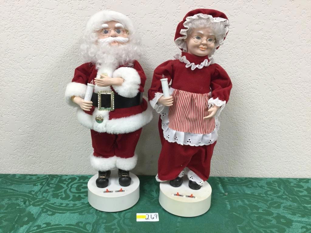 Lot of 2 Animated Illuminated Musical Santa and Mrs. (1 of 3)