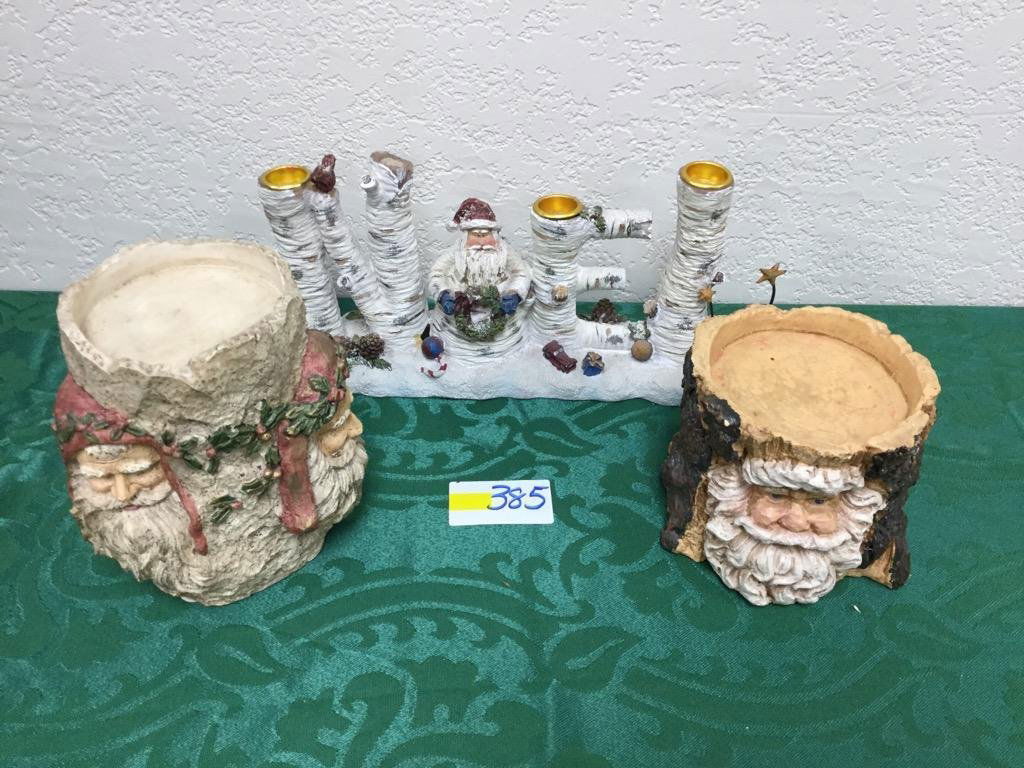 (3) Candleholders - Forest Santa Themed (1 of 4)