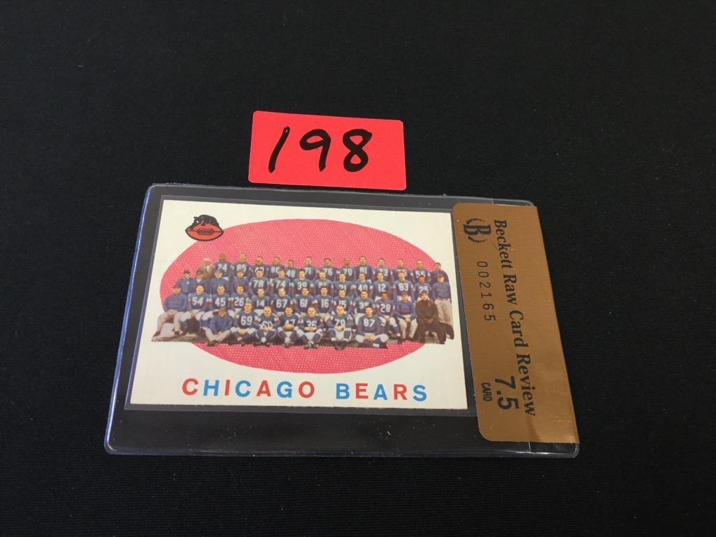 1959 Topps Chicago Bears Football checklist and team: 1959 Topps Chicago Bears Football checklist and team photo.
