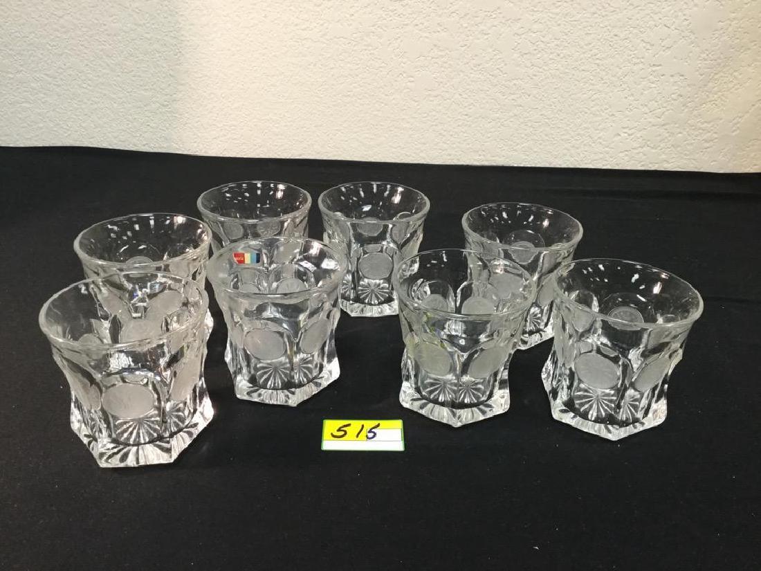 VINTAGE FOSTORIA COIN GLASS "CRYSTAL"  SET of 8. ROCKS (1 of 6)