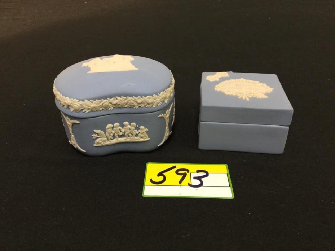 VINTAGE VINTAGE WEDGEWOOD BLUE JASPERWARE  PIN BOXES. 2 (1 of 4)