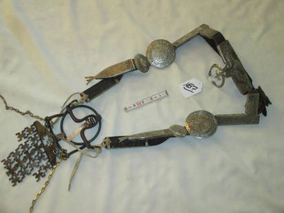 Navajo Bridle: Navajo bridle and bit, heavily silver decorated, pre-1940