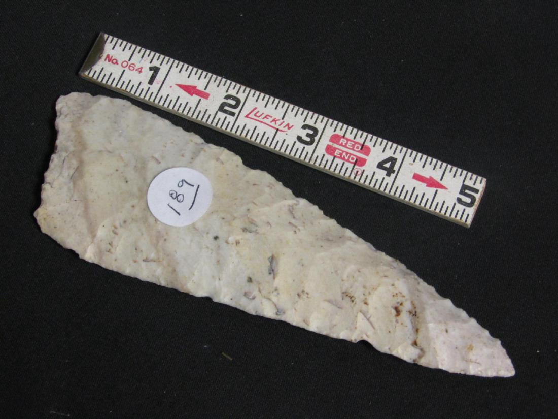 6 1/4" knife: 6 1/4" flint knife, Savanna Illinois #2008-06