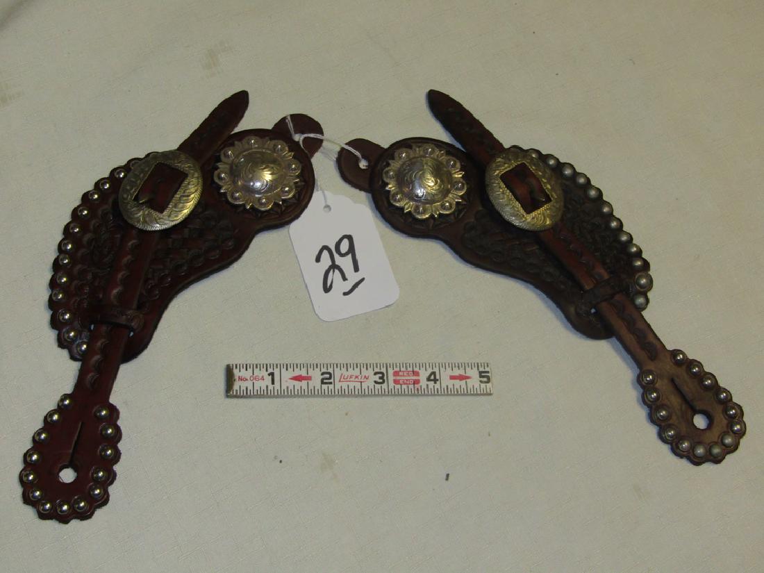 Fancy spurs: Fancy spurs, signed Decatur Texas, silver buckle, rosettes,