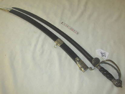 Sword: Old Sword with leather scabbard, Lion head, Early 1800's