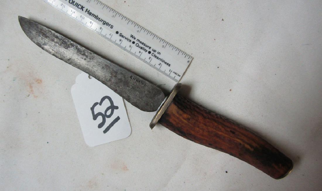 Trade knife: Old 10" trade knife, marked H. Mann on the blade