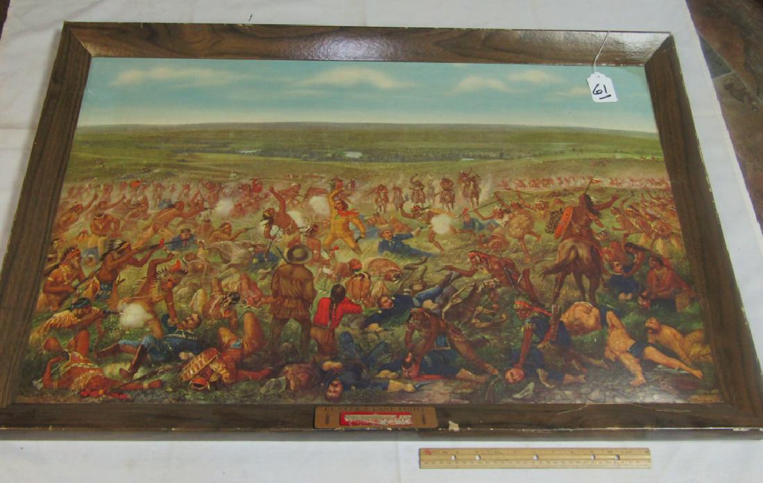 Custer sign: Annheiser Busch advertising sign, Custers Last Stand, 41" x 28", Fair cond