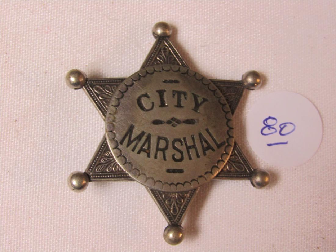 Badge: City Marshal, 6 point star, WS Darley Co. Melrose Park Illinois
