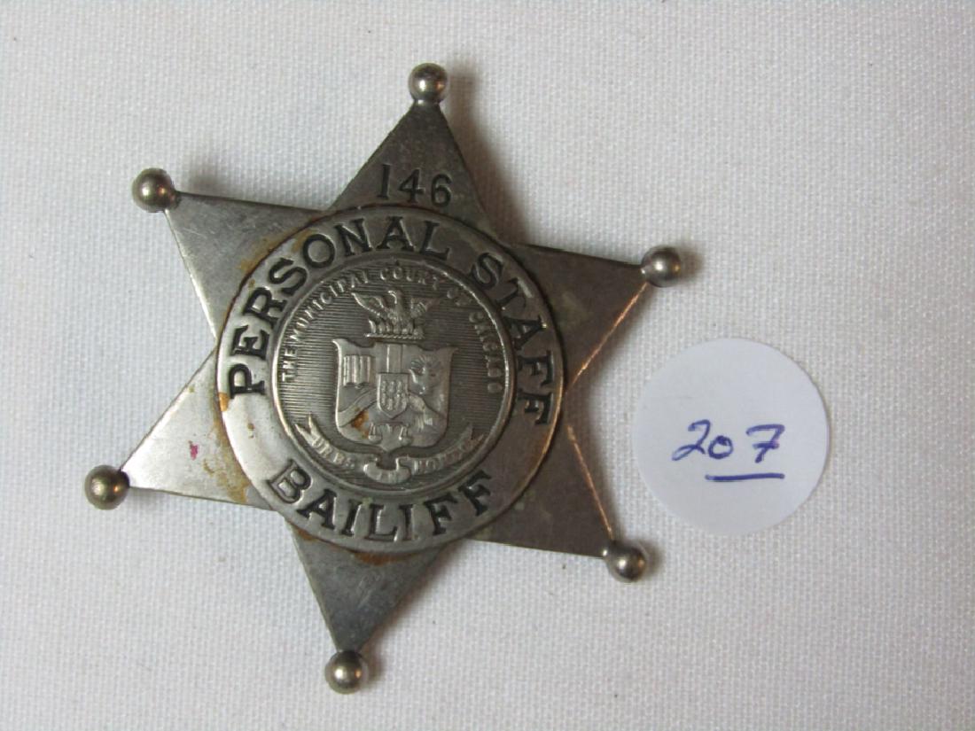 Badge: Personal Staff Baliff #146, 6 point star, C.H. Hanson Chicago