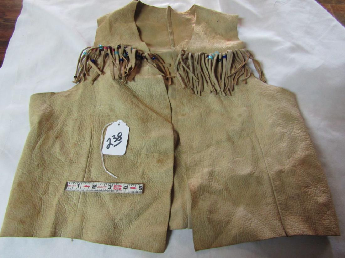Bead vest: Plains adult bead vest, fringe, early 20th, Good cond