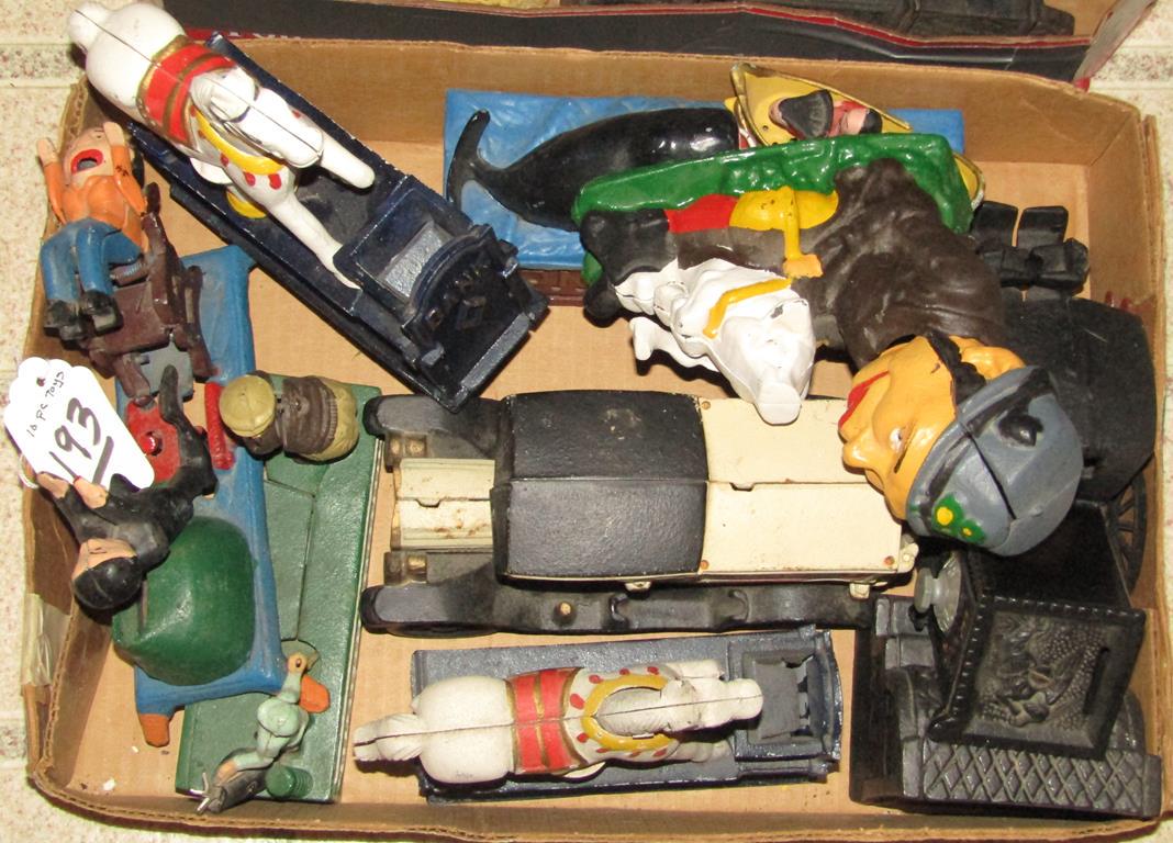 Cast iron toys: 10 pc cast iron toys. (?)