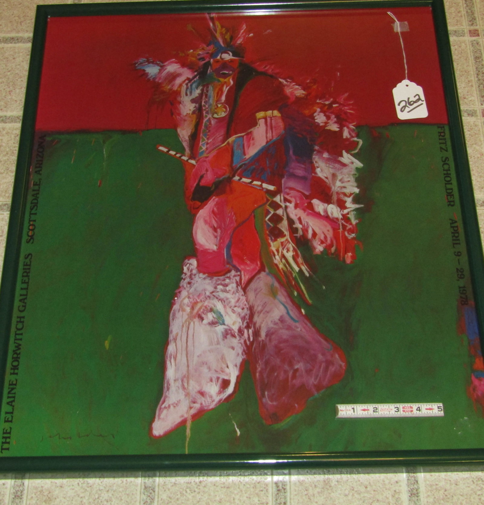 F. Scholder: Framed Fritz Scholder Indian image, frame size 24" x 30", good cond