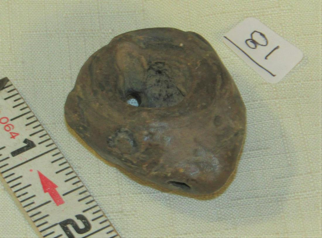 Pipe/gorget: Small 2" pipe or unknown item with what appears to be 3 or 4 faces, Good cond