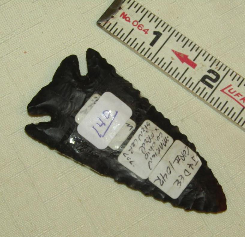 3 1/8" corner notch point, serrated, Marion co. Ohio (1 of 2)