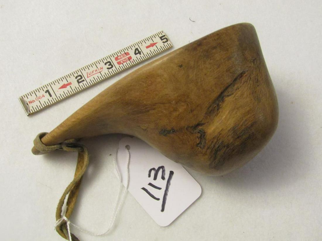Cup: 6 3/4" wood carved drinking cup with heart cutout, good cond. 19th century