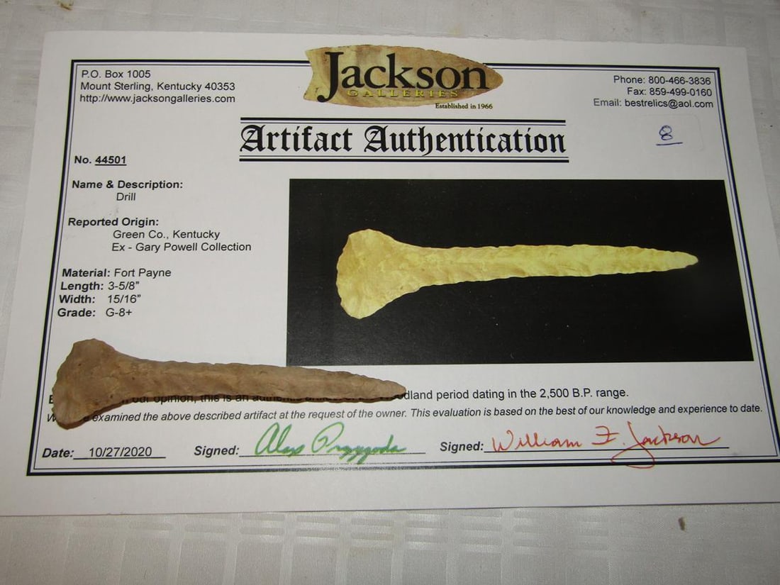 Jackson COA: Jackson coa 3 5/8" drill, Kentucky
