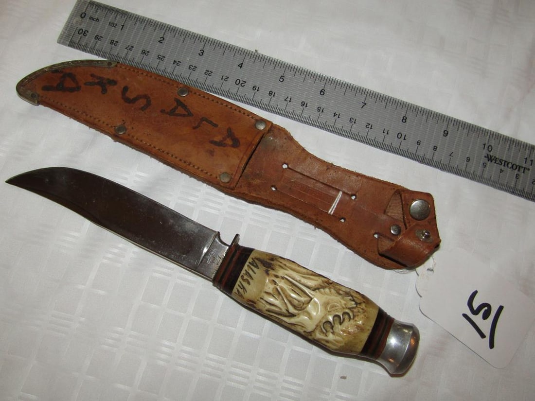 Knife: Alaska hunting knife with sheath,Germany