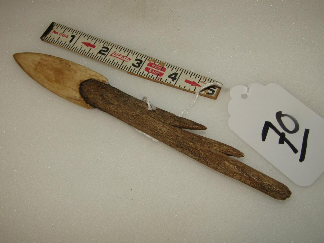 Harpoon: Eskimo bone and ivory harpoon, 19th century