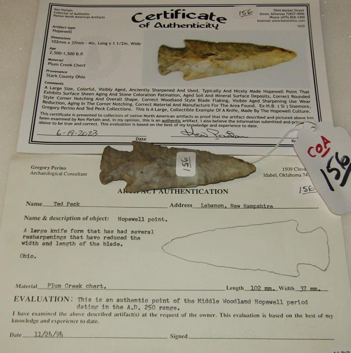COA point: Perino and Partain coa 4 1/16" Hopewell, Missouri