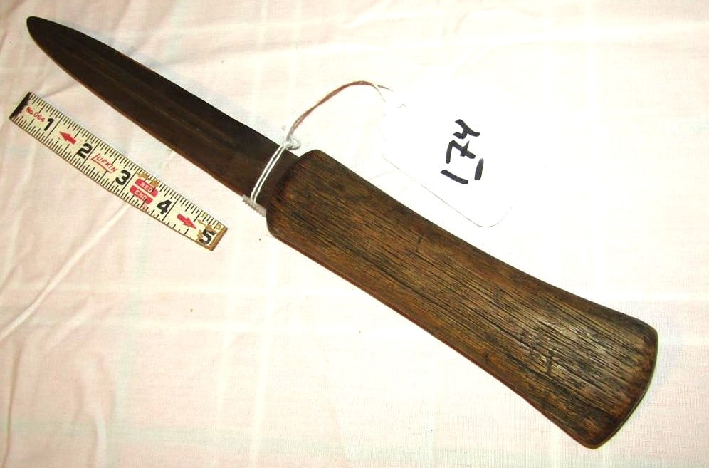 Knife: 12 1/2" blood groove knife with socorro cactus handle, 19th century