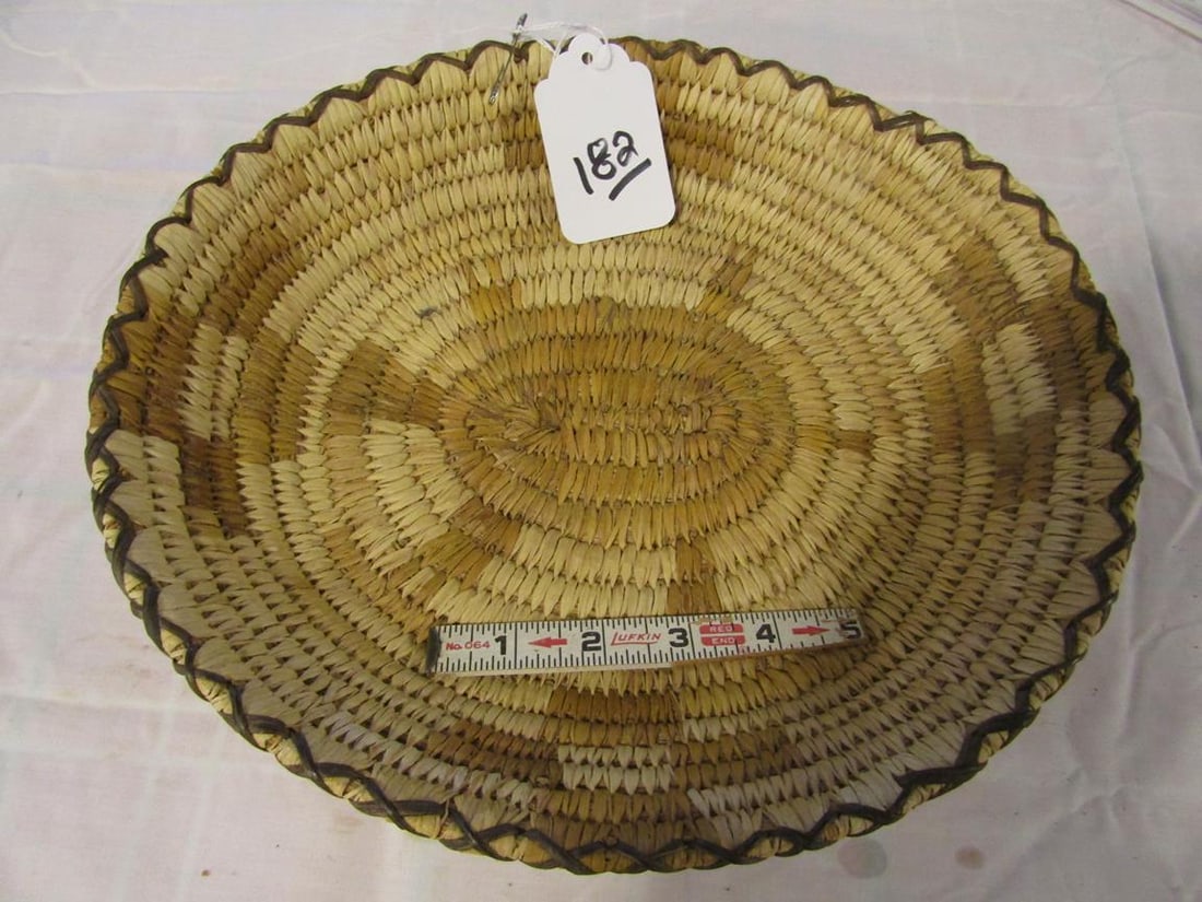 Basket: Papago 11 1/2 x 2" turtle effigy basket, good cond ca. 1920