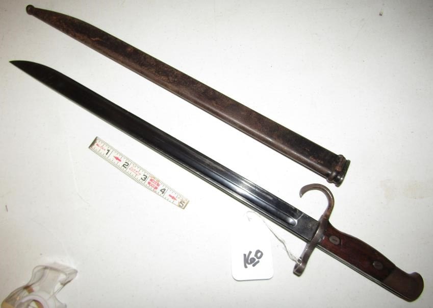 Bayonet: 20" unknown bayoet with scabbard