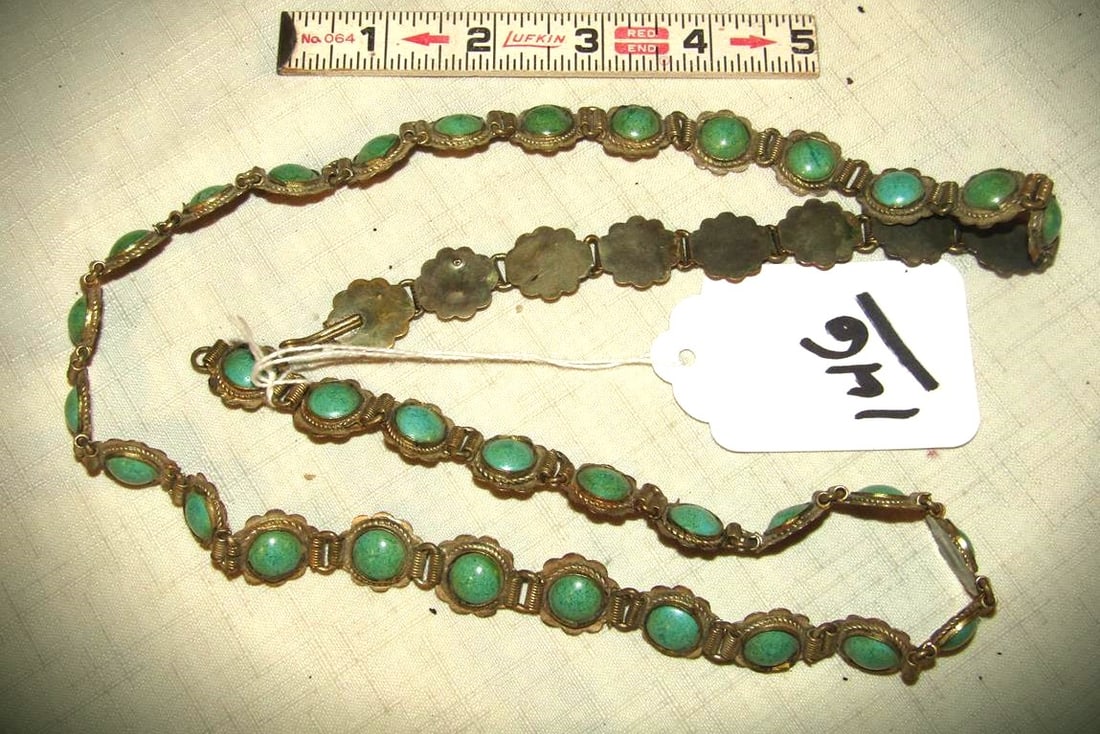 Belt: Navajo Ladies 33" silver and turquoise belt