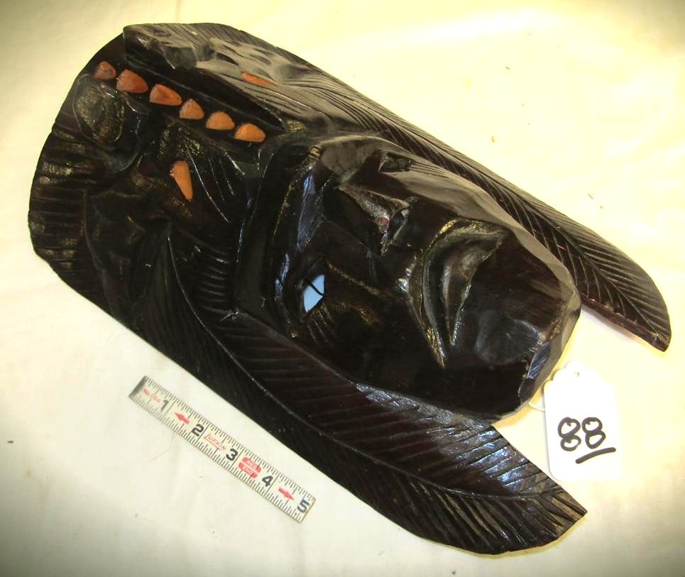 Mask: African 15" wood carved and painted mask,