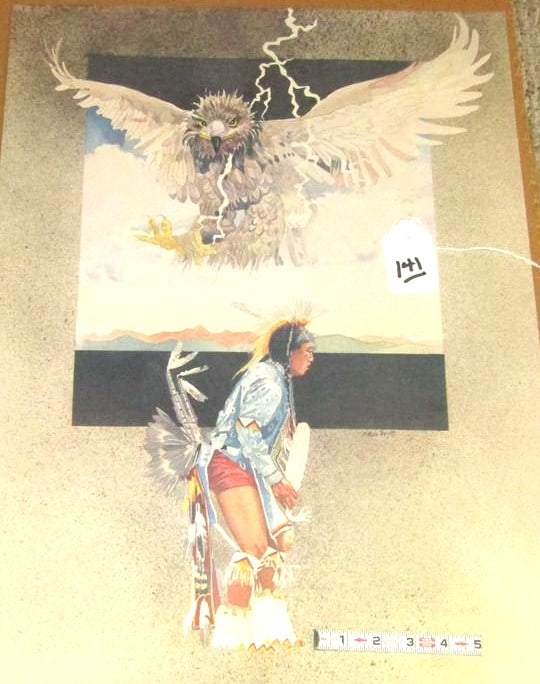 2 Indian water colors: 1 St Joseph Indian School water colors by Ben Benn 1984, 25" x 18"