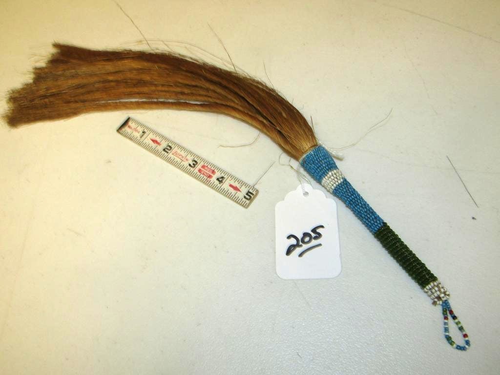 Water spitzer: Arapaho handle beaded 16" water spitzer, good cond