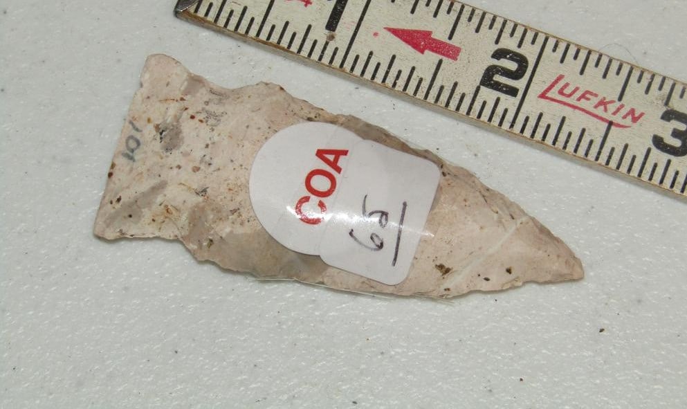 Moley coa: Motley coa 2 5/8" Rice side notch point, Missouri