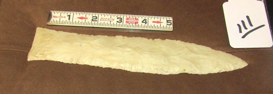 Large flint blade: Display with large 8 3/4" flint blade